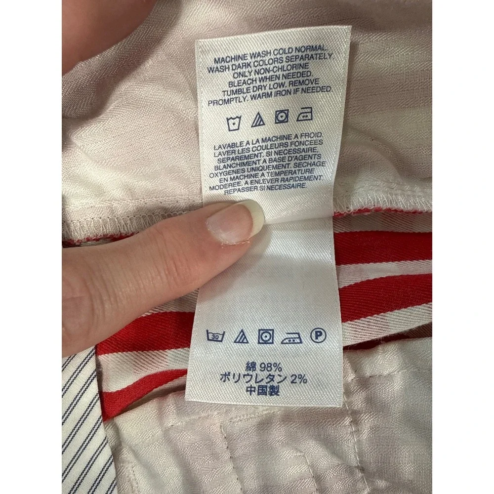 Lands End Red White Gingham‎ Shorts 10P Mid Rise Stretch 10